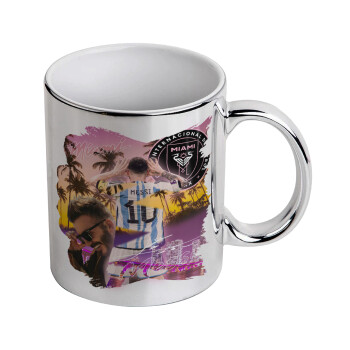 Lionel Messi Miami, Mug ceramic, silver mirror, 330ml