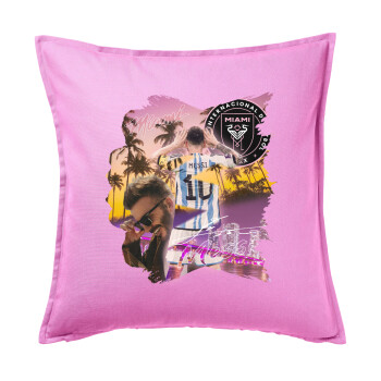 Lionel Messi Miami, Sofa cushion Pink 50x50cm includes filling