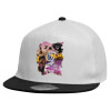 Child's Flat Snapback Hat, White (100% COTTON, CHILDREN'S, UNISEX, ONE SIZE)