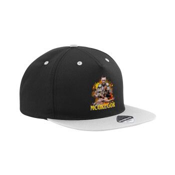 Conor McGregor Notorious, Καπέλο Ενηλίκων Flat Snapback Μαύρο/Γκρι, (100% ΒΑΜΒΑΚΕΡΟ TWILL, ΕΝΗΛΙΚΩΝ, UNISEX, ONE SIZE)