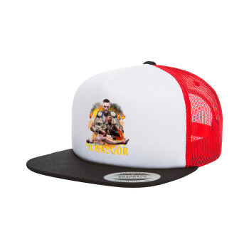 Conor McGregor Notorious, Adult Foam Flat Snapback with Mesh Black-White-Red (POLYESTER, ADULT, UNISEX, ONE SIZE)