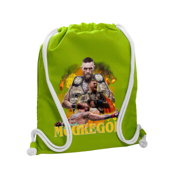 Conor McGregor Notorious, Backpack bag GYMBAG LIME GREEN, with pocket (40x48cm) & thick cords