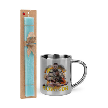 Conor McGregor Notorious, Easter Set, metallic thermal cup (300ml) & aromatic flat Easter candle (30cm) (TURQUOISE)