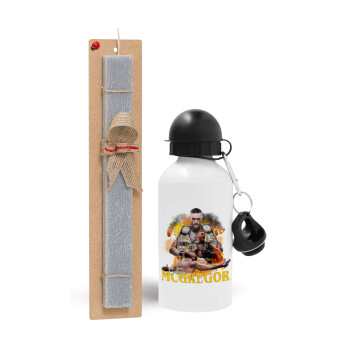 Conor McGregor Notorious, Easter Set, metallic aluminum water bottle (500ml) & aromatic flat Easter candle (30cm) (GRAY)