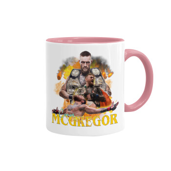 Conor McGregor Notorious, Κούπα χρωματιστή ροζ, κεραμική, 330ml