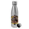 Metallic water bottle, stainless steel, 750ml