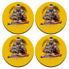 SET of 4 round wooden coasters (9cm)