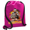 Backpack pouch GYMBAG Fuchsia, with pocket (40x48cm) & thick cords