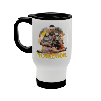 Conor McGregor Notorious, Stainless steel travel mug with lid, double wall white 450ml