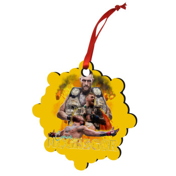 Conor McGregor Notorious, Christmas ornament snowflake wooden 7.5cm