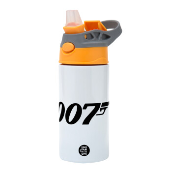 James Bond 007, Children's hot water bottle, stainless steel, with safety straw, Orange/Grey (360ml) BPA-FREE