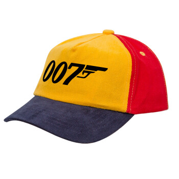 James Bond 007, Children's Baseball Cap, 100% Cotton Drill, Yellow/Blue/Red (COTTON, CHILDREN'S, ONE SIZE)