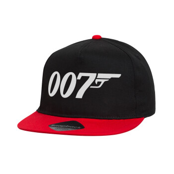 James Bond 007, Καπέλο παιδικό Flat Snapback, Μαύρο/Κόκκινο (100% ΒΑΜΒΑΚΕΡΟ, ΠΑΙΔΙΚΟ, UNISEX, ONE SIZE)