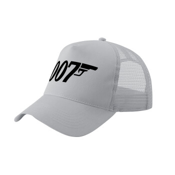 James Bond 007, Adult Structured Trucker Hat, with Mesh, GRAY (100% COTTON, ADULT, UNISEX, ONE SIZE)