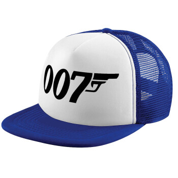 James Bond 007, Child's Soft Trucker Hat with Blue/White Mesh (POLYESTER, CHILD, ONE SIZE)