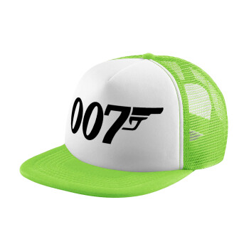 James Bond 007, Adult Soft Trucker Hat with Mesh GREEN/WHITE (POLYESTER, ADULT, ONE SIZE)