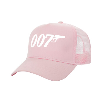 James Bond 007, Adult Structured Trucker Hat, with Mesh, PINK (100% COTTON, ADULT, UNISEX, ONE SIZE)