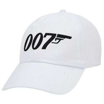 James Bond 007, Adult Baseball Cap White 5-panel (POLYESTER, ADULT, UNISEX, ONE SIZE)