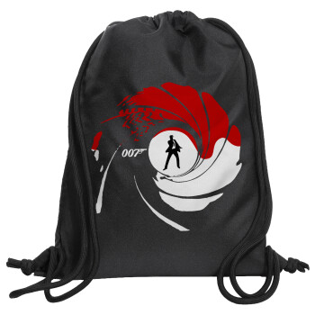 James Bond 007, Backpack pouch GYMBAG Black, with pocket (40x48cm) & thick cords