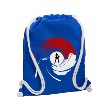 James Bond 007, Backpack pouch GYMBAG Blue, with pocket (40x48cm) & thick cords