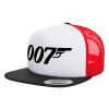 Adult Foam Flat Snapback with Mesh Black-White-Red (POLYESTER, ADULT, UNISEX, ONE SIZE)