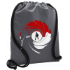 Backpack pouch GYMBAG GREY, with pocket (40x48cm) & thick cords