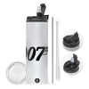 Travel Tumbler 2 Lids, with metal straw & cleaning brush (Stainless steel 304 Food grade, BPA free, 600ml)