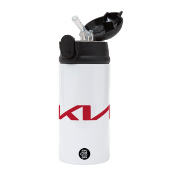 KIA, Children's hot water bottle, stainless steel, with safety straw, Black (360ml) BPA-FREE