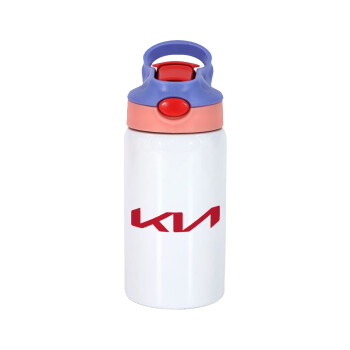 KIA, Παιδικό παγούρι θερμό, ανοξείδωτο, με καλαμάκι ασφαλείας, ροζ/μωβ (350ml)