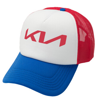 KIA, Καπέλο Ενηλίκων Soft Trucker με Δίχτυ Red/Blue/White (POLYESTER, ΕΝΗΛΙΚΩΝ, UNISEX, ONE SIZE)