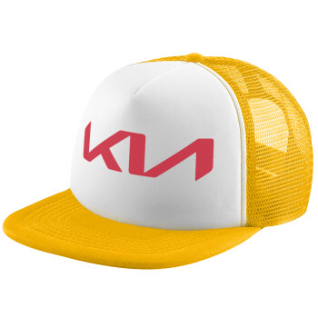 KIA, Adult Soft Trucker Hat with Yellow/White Mesh (POLYESTER, ADULT, UNISEX, ONE SIZE)