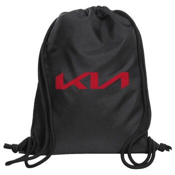 KIA, Τσάντα πλάτης πουγκί GYMBAG Μαύρη, με τσέπη (40x48cm) & χονδρά κορδόνια