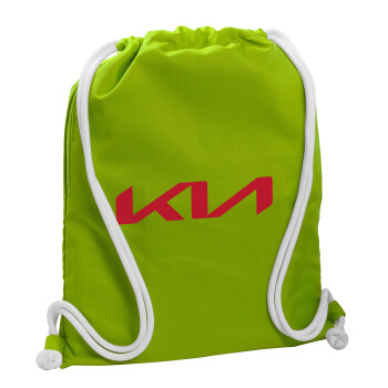 KIA, Τσάντα πλάτης πουγκί GYMBAG LIME GREEN, με τσέπη (40x48cm) & χονδρά κορδόνια