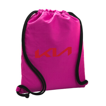 KIA, Τσάντα πλάτης πουγκί GYMBAG Φούξια, με τσέπη (40x48cm) & χονδρά κορδόνια