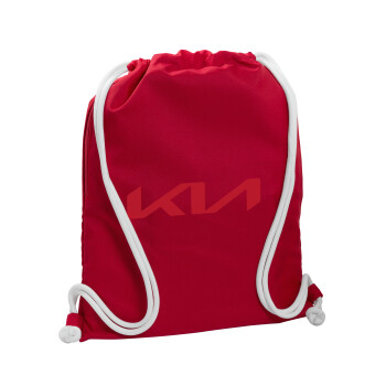 KIA, Τσάντα πλάτης πουγκί GYMBAG Κόκκινη, με τσέπη (40x48cm) & χονδρά κορδόνια