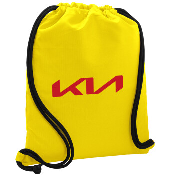 KIA, Backpack pouch GYMBAG Yellow, with pocket (40x48cm) & thick cords