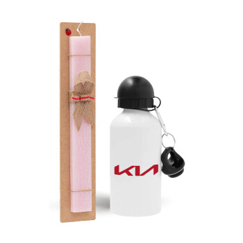 KIA, Easter Set, metallic aluminum bottle (500ml) & aromatic flat Easter candle (30cm) (PINK)