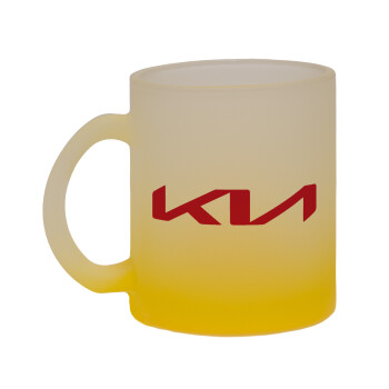 KIA, Κούπα γυάλινη δίχρωμη με βάση το κίτρινο ματ, 330ml