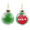 Transparent Christmas tree ball ornament with green filling 8cm