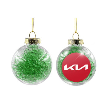 KIA, Χριστουγεννιάτικη μπάλα δένδρου διάφανη με πράσινο γέμισμα 8cm