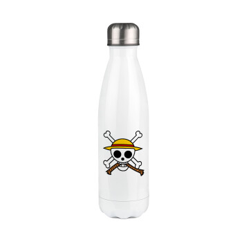 Onepiece skull, Metal mug thermos White (Stainless steel), double wall, 500ml