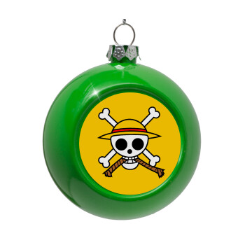 Onepiece skull, Green Christmas tree ornament bauble 8cm