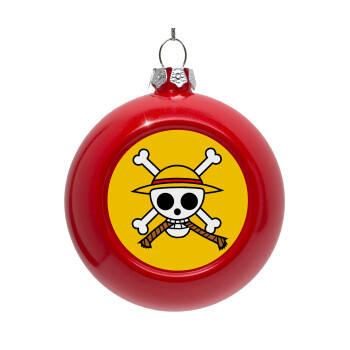 Onepiece skull, Red Christmas tree ornament bauble 8cm