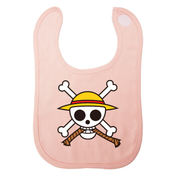 Onepiece skull, Σαλιάρα με Σκρατς ΡΟΖ 100% Organic Cotton (0-18 months)