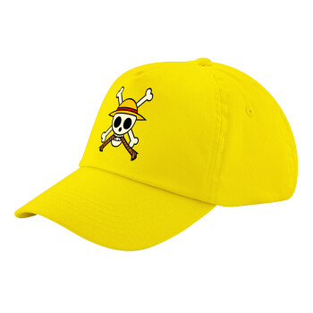 Onepiece skull, Child's Baseball Cap, 100% Cotton Twill, Yellow (COTTON, CHILD, UNISEX, ONE SIZE)