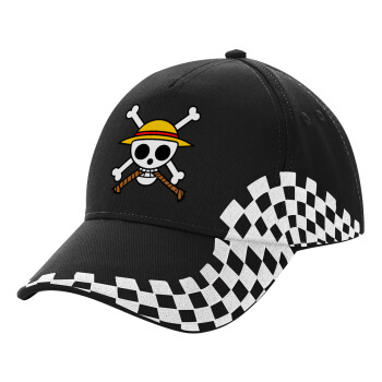 Onepiece skull, Καπέλο Ενηλίκων Ultimate ΜΑΥΡΟ RACING, (100% ΒΑΜΒΑΚΕΡΟ DRILL, ΕΝΗΛΙΚΩΝ, UNISEX, ONE SIZE)