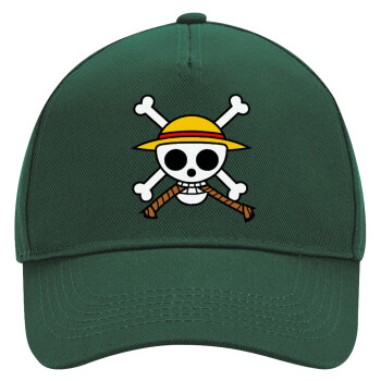 Onepiece skull, Adult Ultimate Hat GREEN, (100% COTTON DRILL, ADULT, UNISEX, ONE SIZE)