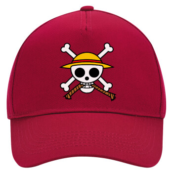 Onepiece skull, Adult Ultimate Hat RED, (100% COTTON DRILL, ADULT, UNISEX, ONE SIZE)