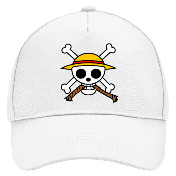 Onepiece skull, Καπέλο Ενηλίκων Baseball, Drill, Λευκό (100% ΒΑΜΒΑΚΕΡΟ, ΕΝΗΛΙΚΩΝ, UNISEX, ONE SIZE)