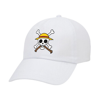 Onepiece skull, Adult Baseball Cap White 5-panel (POLYESTER, ADULT, UNISEX, ONE SIZE)